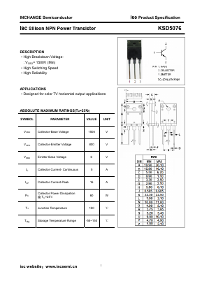 KSD5076 Datasheet PDF Inchange Semiconductor