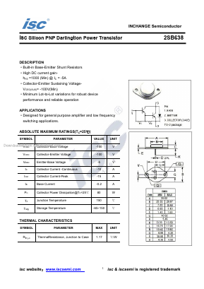 2SB638 Datasheet PDF Inchange Semiconductor