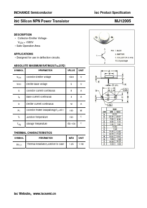 MJ12005 Datasheet PDF Inchange Semiconductor