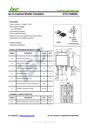 STD11NM60N Datasheet PDF Inchange Semiconductor