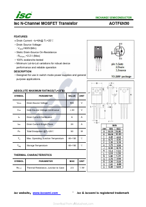AOTF6N90 Datasheet PDF Inchange Semiconductor