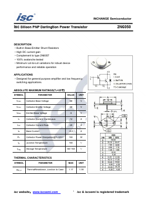 2N6050 Datasheet PDF Inchange Semiconductor
