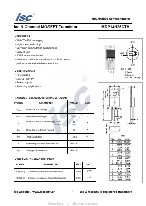 MDP14N25CTH Datasheet PDF Inchange Semiconductor