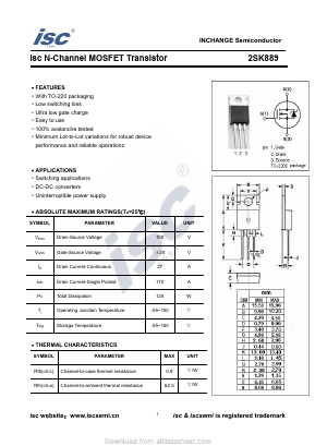 2SK889 Datasheet PDF Inchange Semiconductor