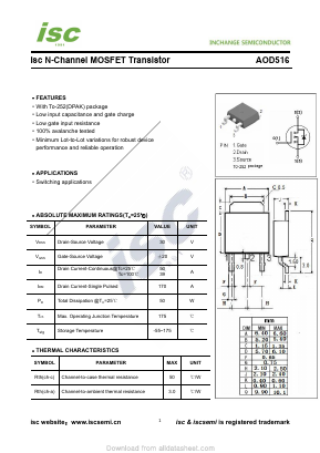 AOD516 Datasheet PDF Inchange Semiconductor