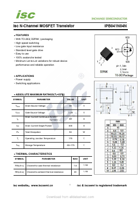 IPB041N04N Datasheet PDF Inchange Semiconductor