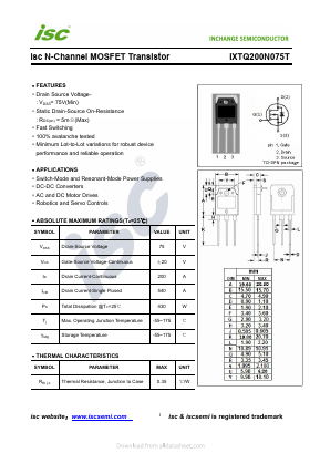 IXTQ200N075T Datasheet PDF Inchange Semiconductor