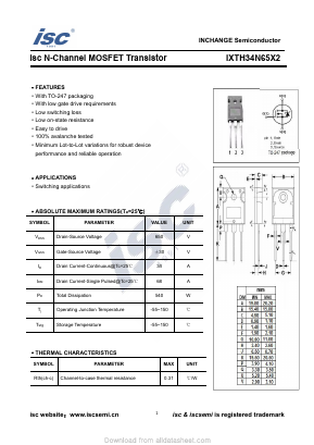 IXTH34N65X2 Datasheet PDF Inchange Semiconductor