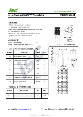 IXTH152N085T Datasheet PDF Inchange Semiconductor