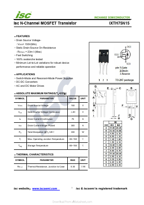 IXTH75N15 Datasheet PDF Inchange Semiconductor