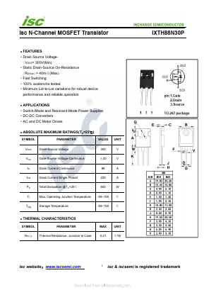 IXTH88N30P Datasheet PDF Inchange Semiconductor