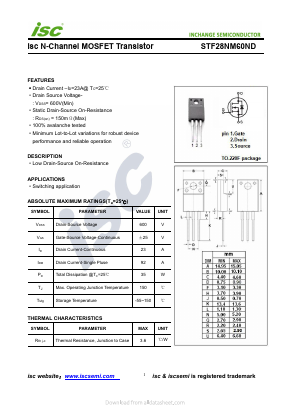 STF28NM60ND Datasheet PDF Inchange Semiconductor