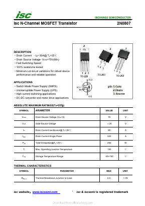2N0807 Datasheet PDF Inchange Semiconductor