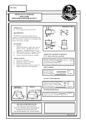 MCT210 Datasheet PDF Isocom 
