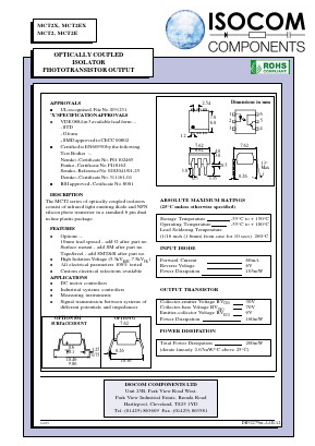 MCT2EX Datasheet PDF Isocom 