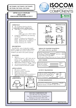 MCT2200X Datasheet PDF Isocom 
