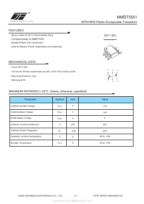 MMDT5551 Datasheet PDF Jinan Jing Heng Electronics Co., Ltd.