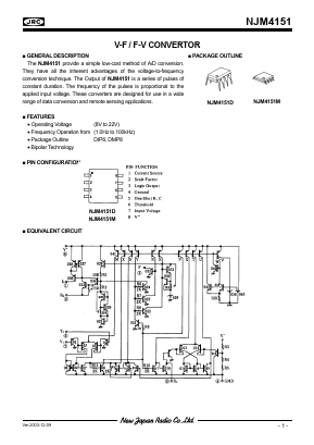 NJM4151 Datasheet PDF Japan Radio Corporation 