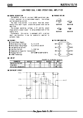 NJU701XV Datasheet PDF Japan Radio Corporation 