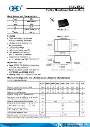 ES2B Datasheet PDF Guangzhou Juxing Electronic Co., Ltd.