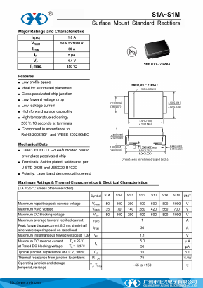 S1A_DO-214AA Datasheet PDF Guangzhou Juxing Electronic Co., Ltd.