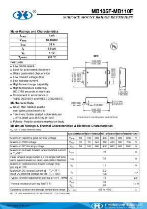 MB105F Datasheet PDF Guangzhou Juxing Electronic Co., Ltd.