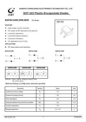 BAP64-05W Datasheet PDF Jiangsu Changjiang Electronics Technology Co., Ltd