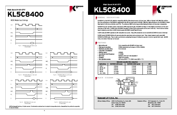 KL5C8400 Datasheet PDF KAWASAKI MICROELECTRONICS