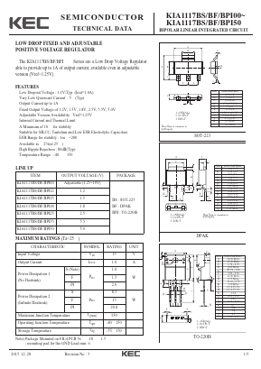 KIA1117BS-BF-BPI18 Datasheet PDF KEC