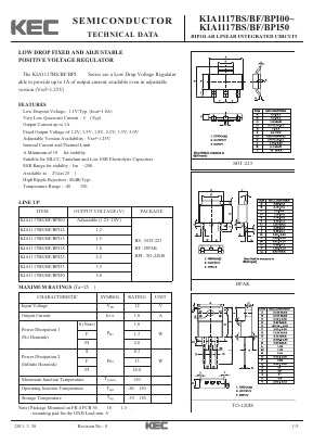 KIA1117BS/BF/BPI00 Datasheet PDF KEC