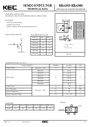 KRA103S Datasheet PDF KEC