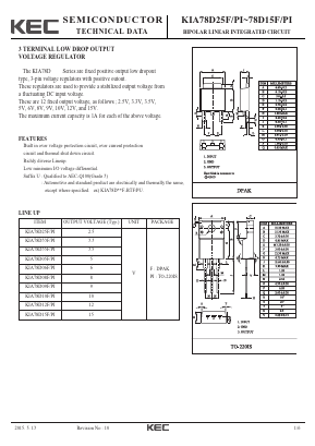KIA78D15F-PI Datasheet PDF KEC
