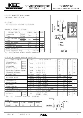 BC849 Datasheet PDF KEC