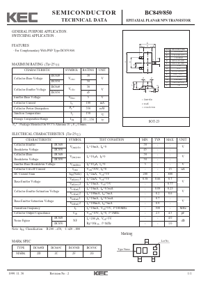 BC850B Datasheet PDF KEC