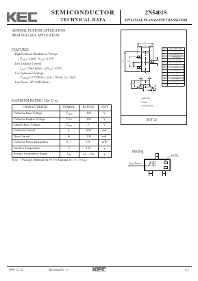 2N5401S Datasheet PDF KEC