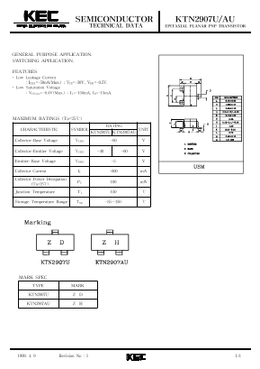 KTN2907AU Datasheet PDF KEC