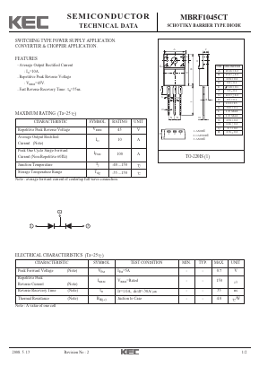 MBRF1045CT Datasheet PDF KEC