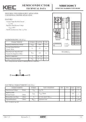 MBRF20200CT Datasheet PDF KEC