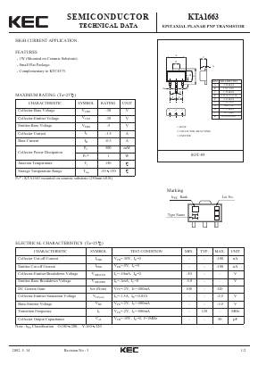 KTA1663 Datasheet PDF KEC
