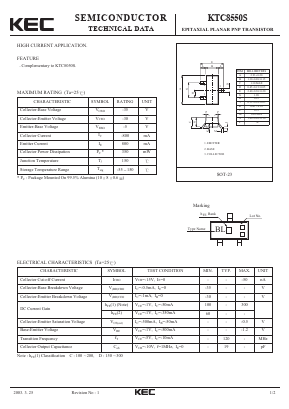 KTC8550S Datasheet PDF KEC