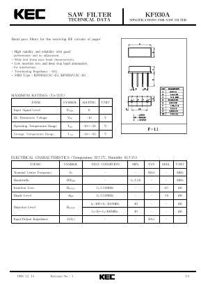 KF930A Datasheet PDF KEC