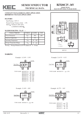 BZX84C2V7 Datasheet PDF KEC