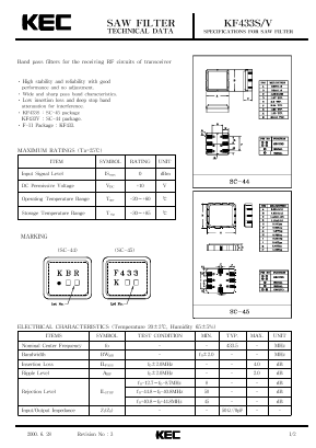 KF433V Datasheet PDF KEC