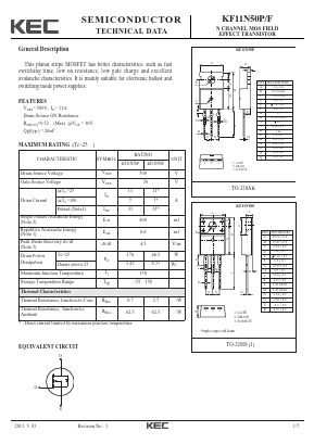 KF11N50P Datasheet PDF KEC