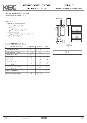2N5401C Datasheet PDF KEC