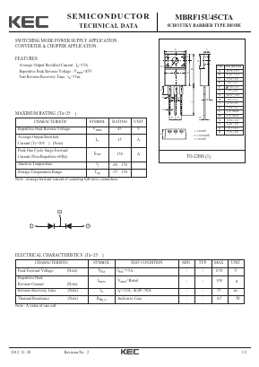 MBRF15U45CTA Datasheet PDF KEC