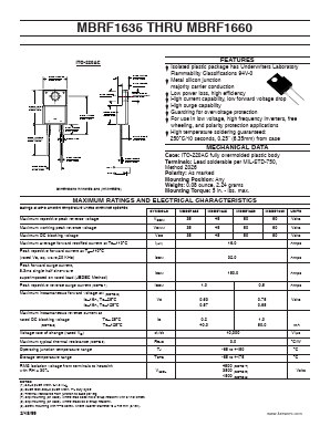 MBRF1660 Datasheet PDF Kersemi Electronic Co., Ltd.