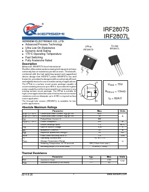 IRF2807L Datasheet PDF Kersemi Electronic Co., Ltd.