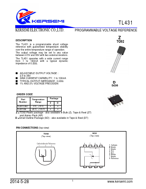 TL431 Datasheet PDF Kersemi Electronic Co., Ltd.