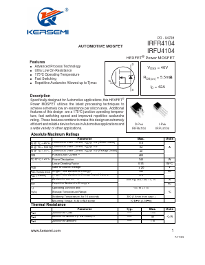 FR4104PBF Datasheet PDF Kersemi Electronic Co., Ltd.